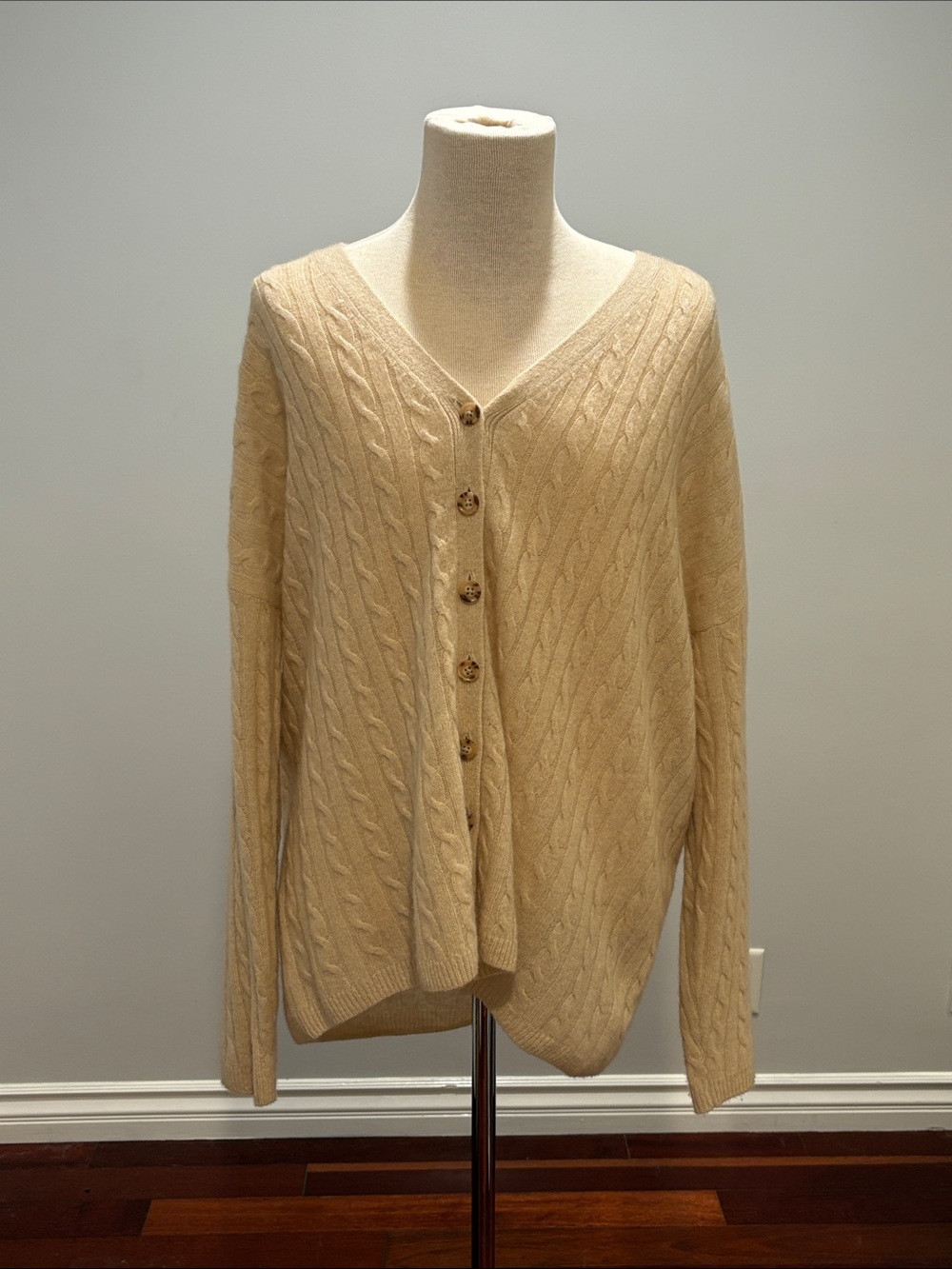 Reformation Giusta Oversized Cashmere Cardigan Eco Beige Women’s Size Small